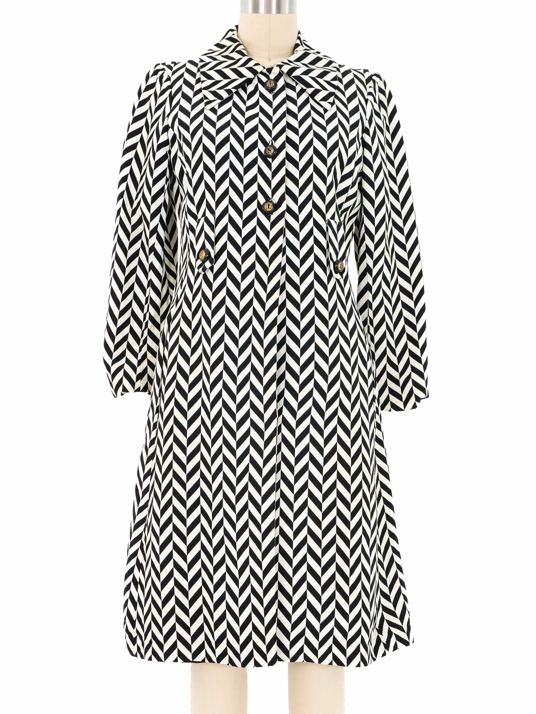 1960s Op Art Chevron Coat