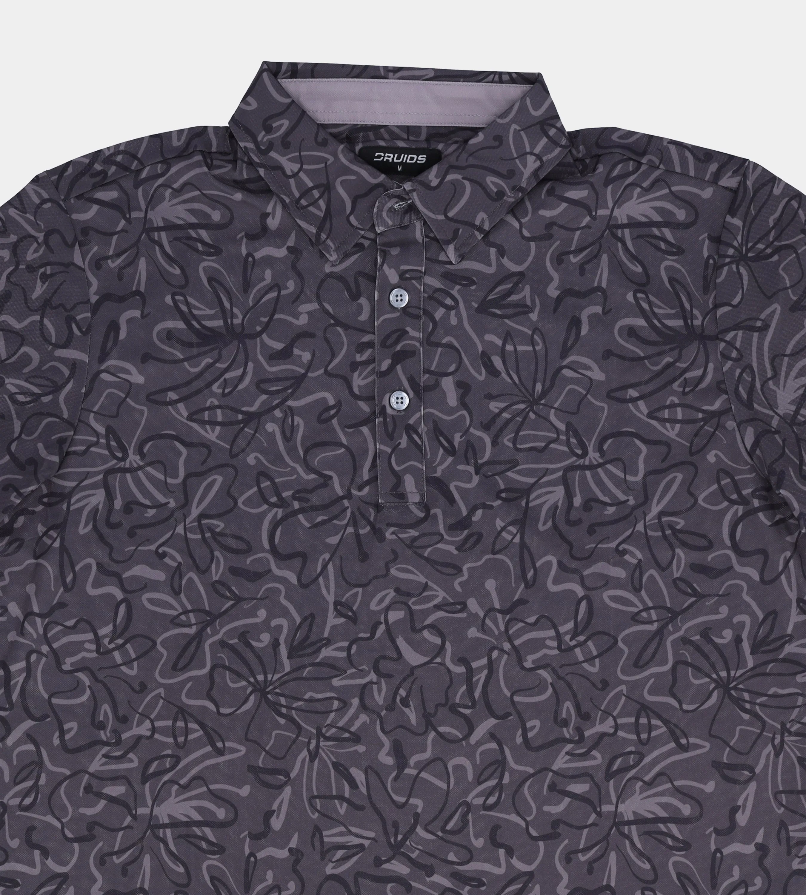 ABSTRACT FLORAL POLO - BLACK