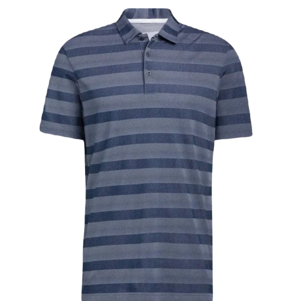 Adidas Two-Color Striped Polo Shirt - Navy