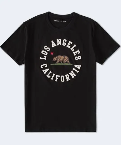 Aeropostale Los Angeles California Bear Appliqué Graphic Tee