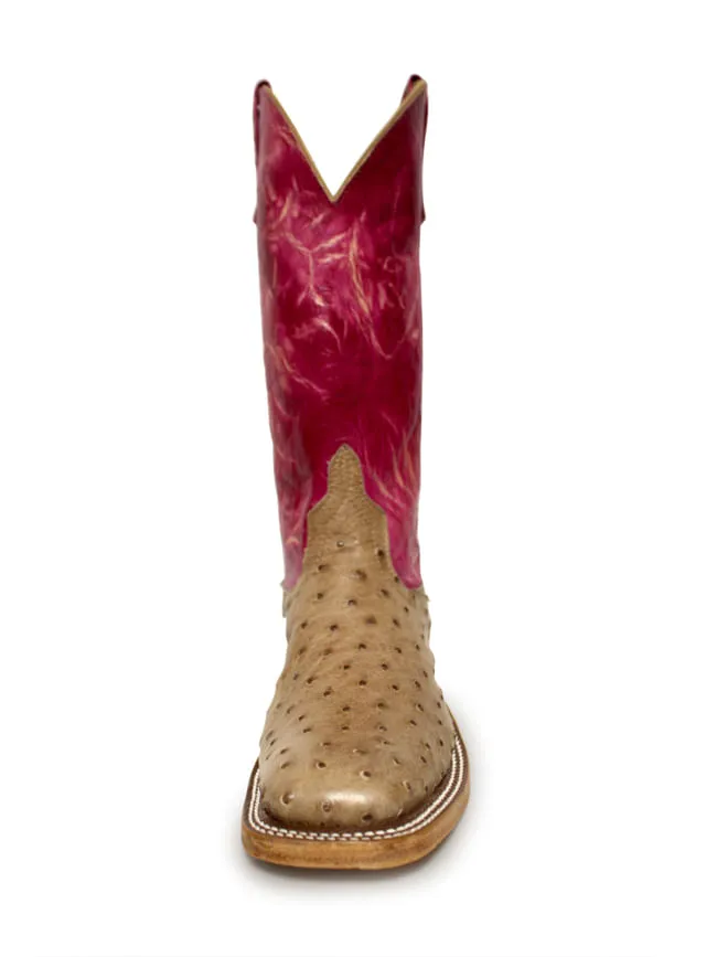 Anderson Bean Womens Hot Pink Tie Dye Full Quill Ostrich Boots