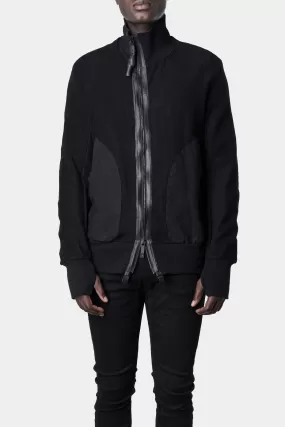 Asymmetrical zip cropped bomber jacket, Black