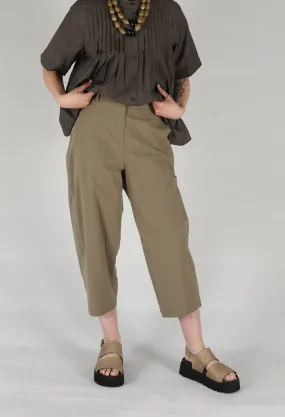 Balloon Leg Cropped Trousers in Brown