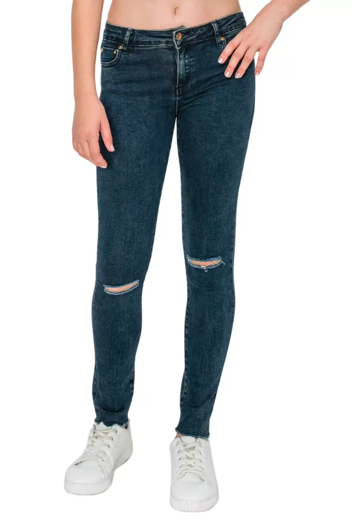 Basic Destructed Mid Rise Skinny- Girls