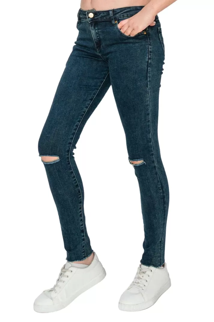 Basic Destructed Mid Rise Skinny- Girls