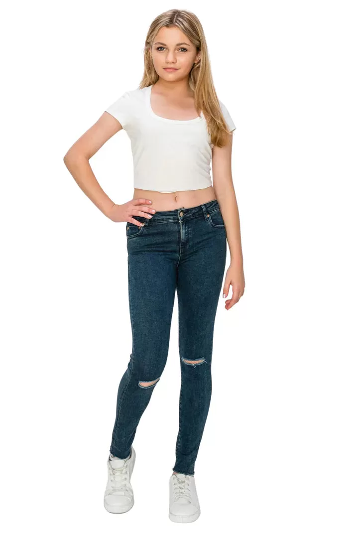 Basic Destructed Mid Rise Skinny- Girls