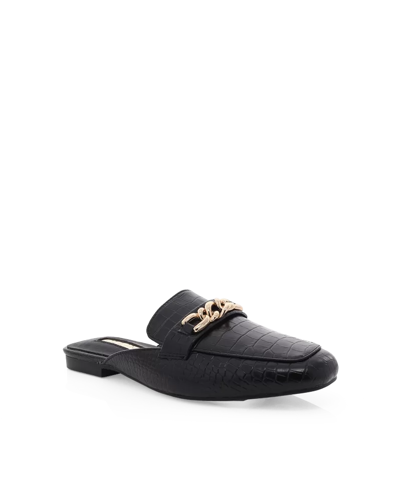 Billini Holmes Flat Mule - Black Scale