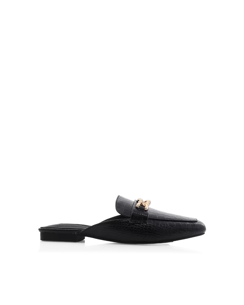 Billini Holmes Flat Mule - Black Scale