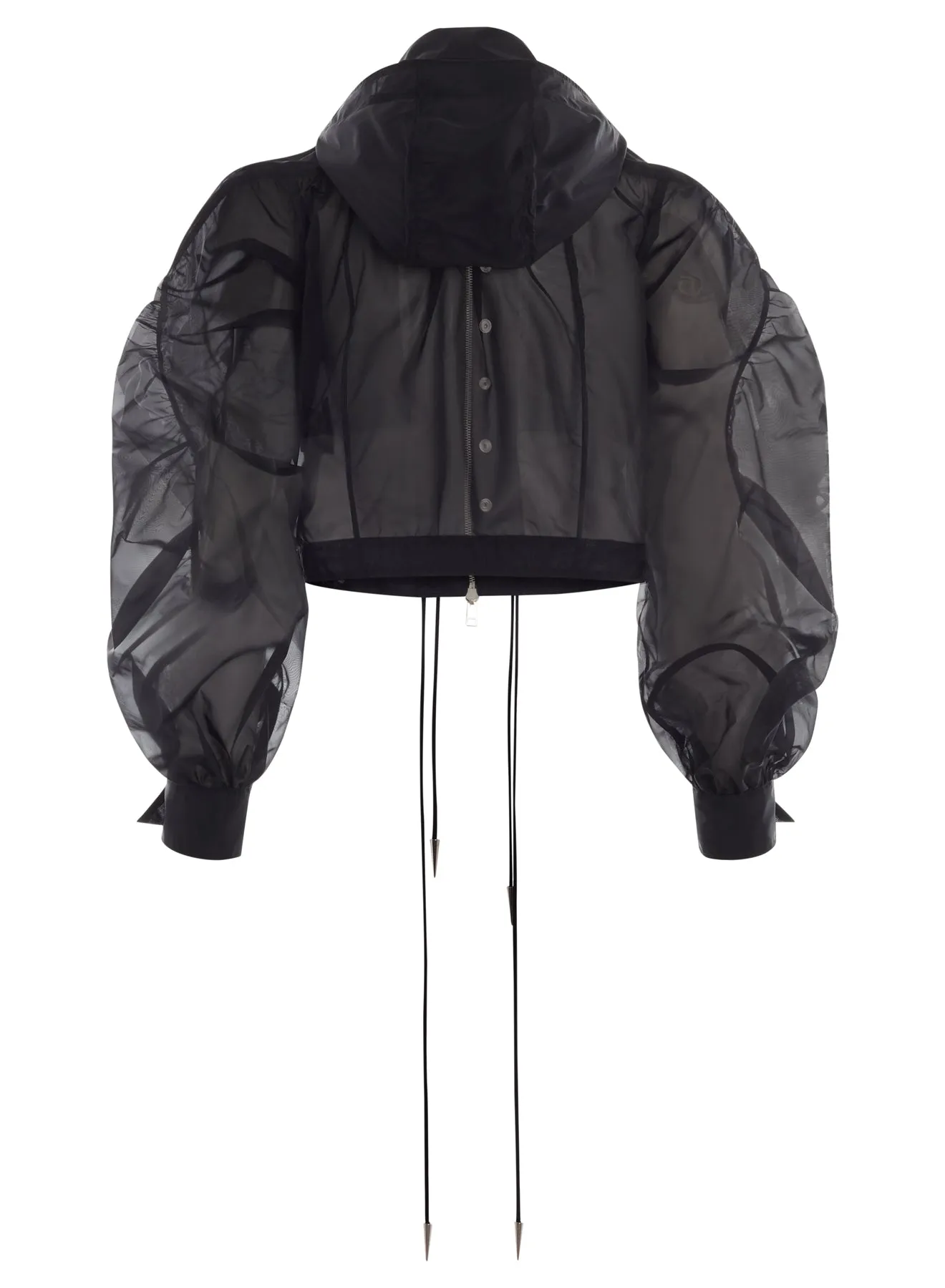 black sheer bomber jacket