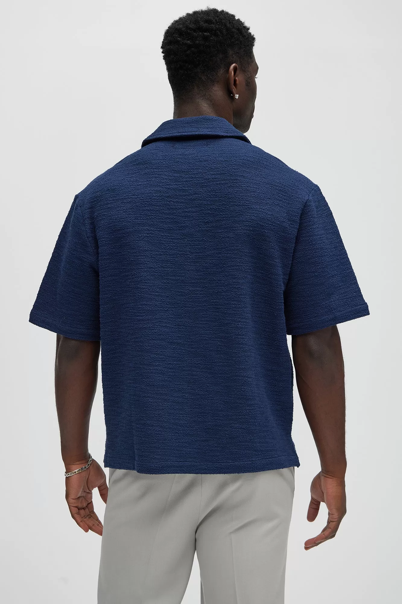 Blaine Textured Knit Shirt - Navy