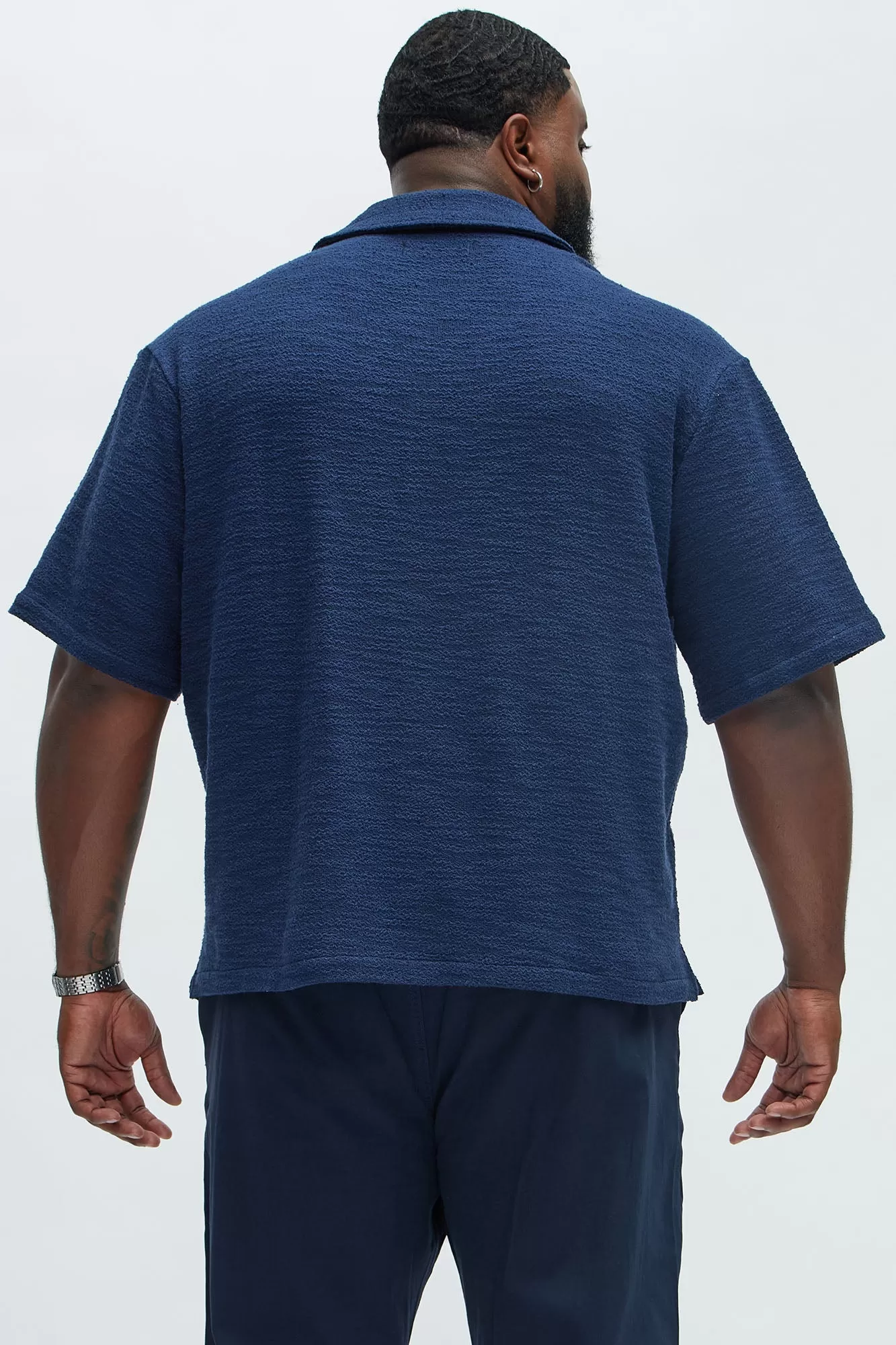 Blaine Textured Knit Shirt - Navy