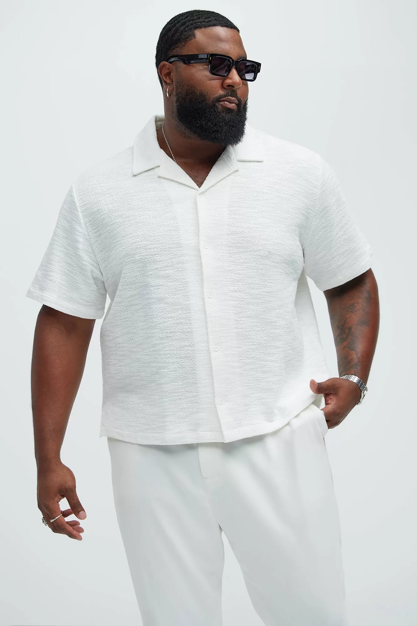 Blaine Textured Knit Shirt - White