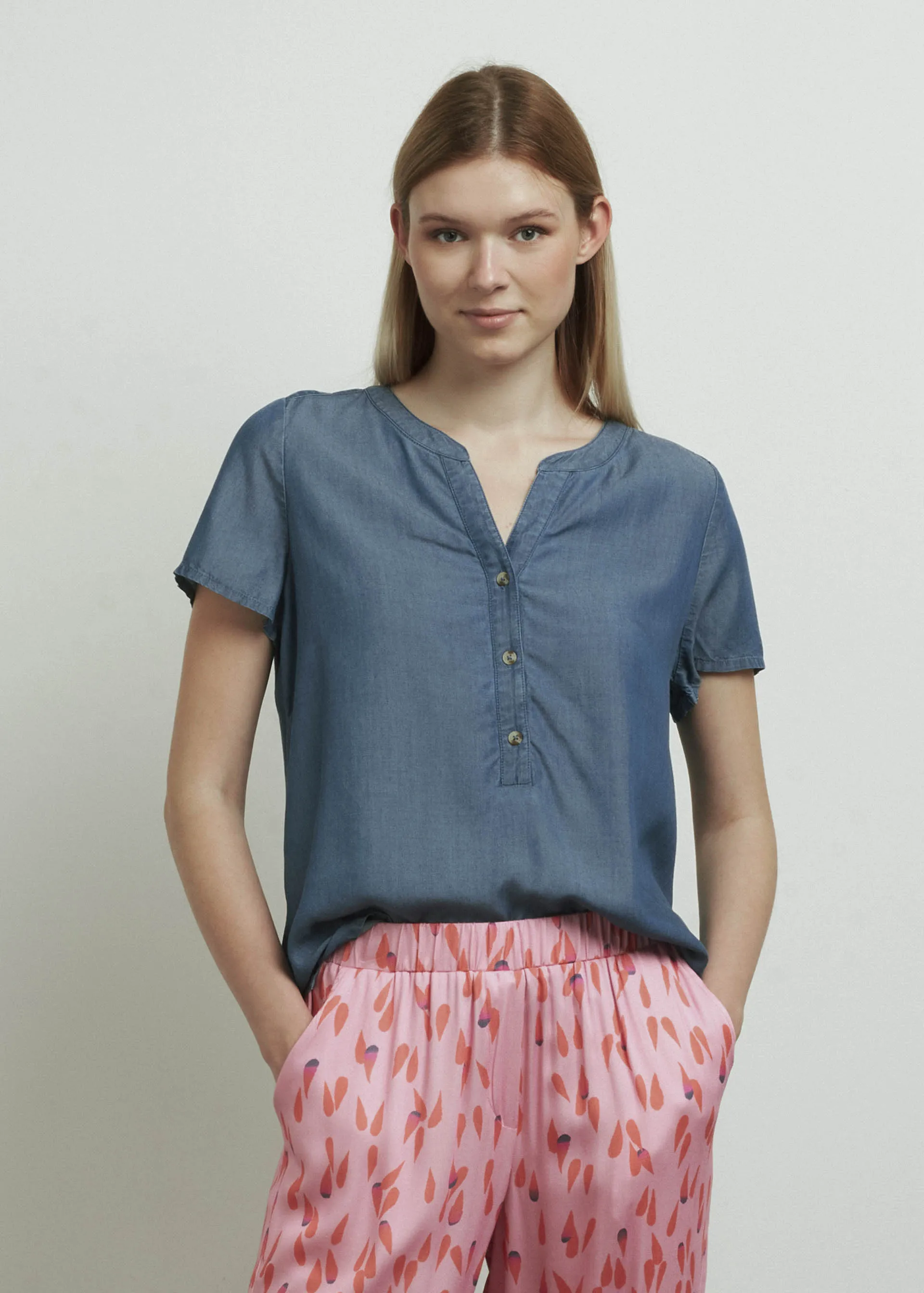 Blusa effetto denim