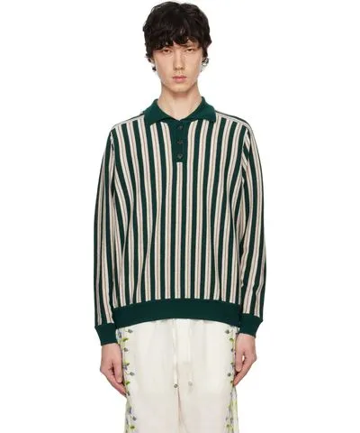 Bode Green & Off-White Hogan Stripe Polo