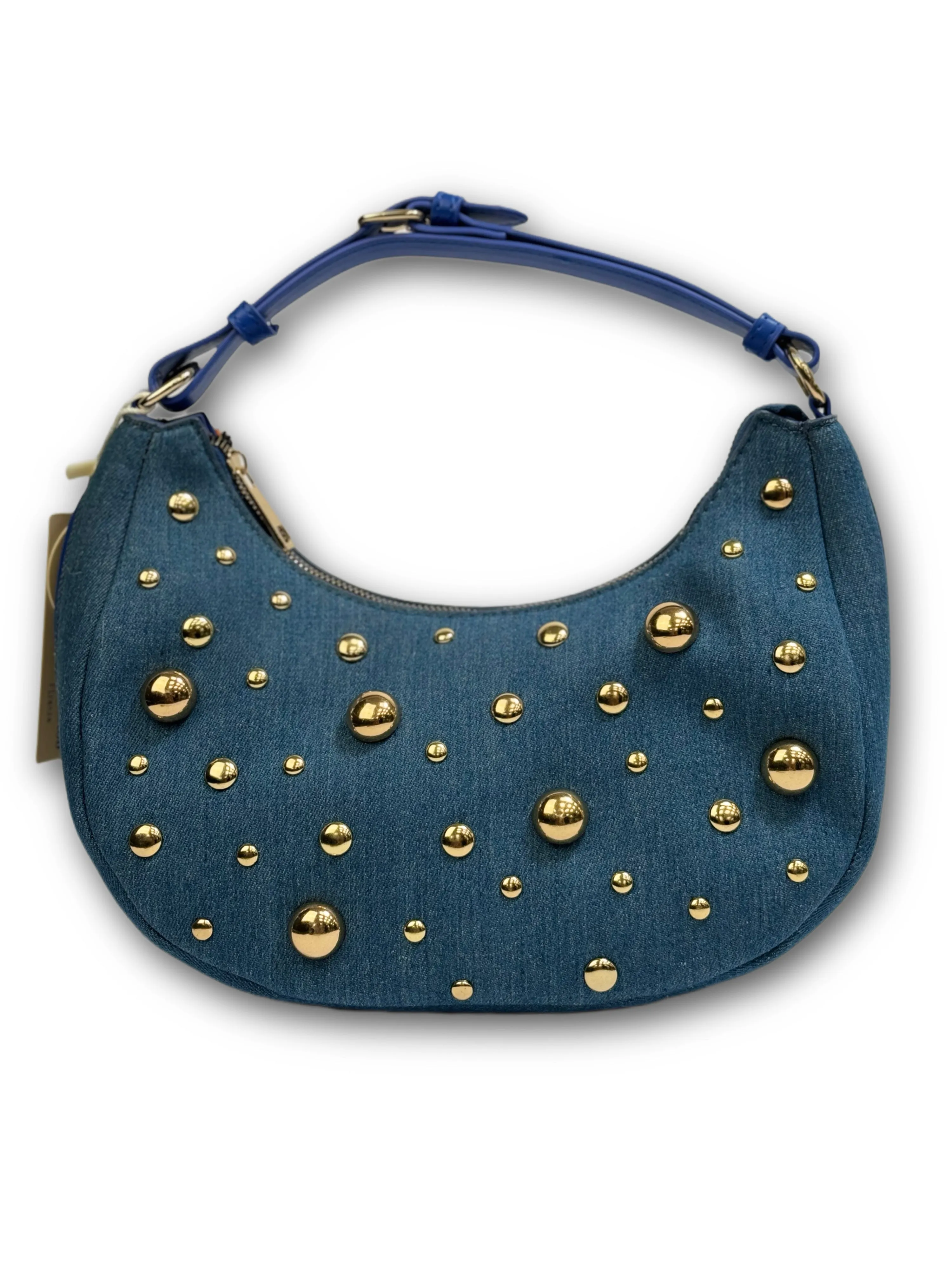 Borsa a spalla in denim con borchie