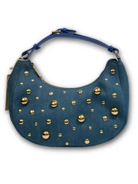 Borsa a spalla in denim con borchie