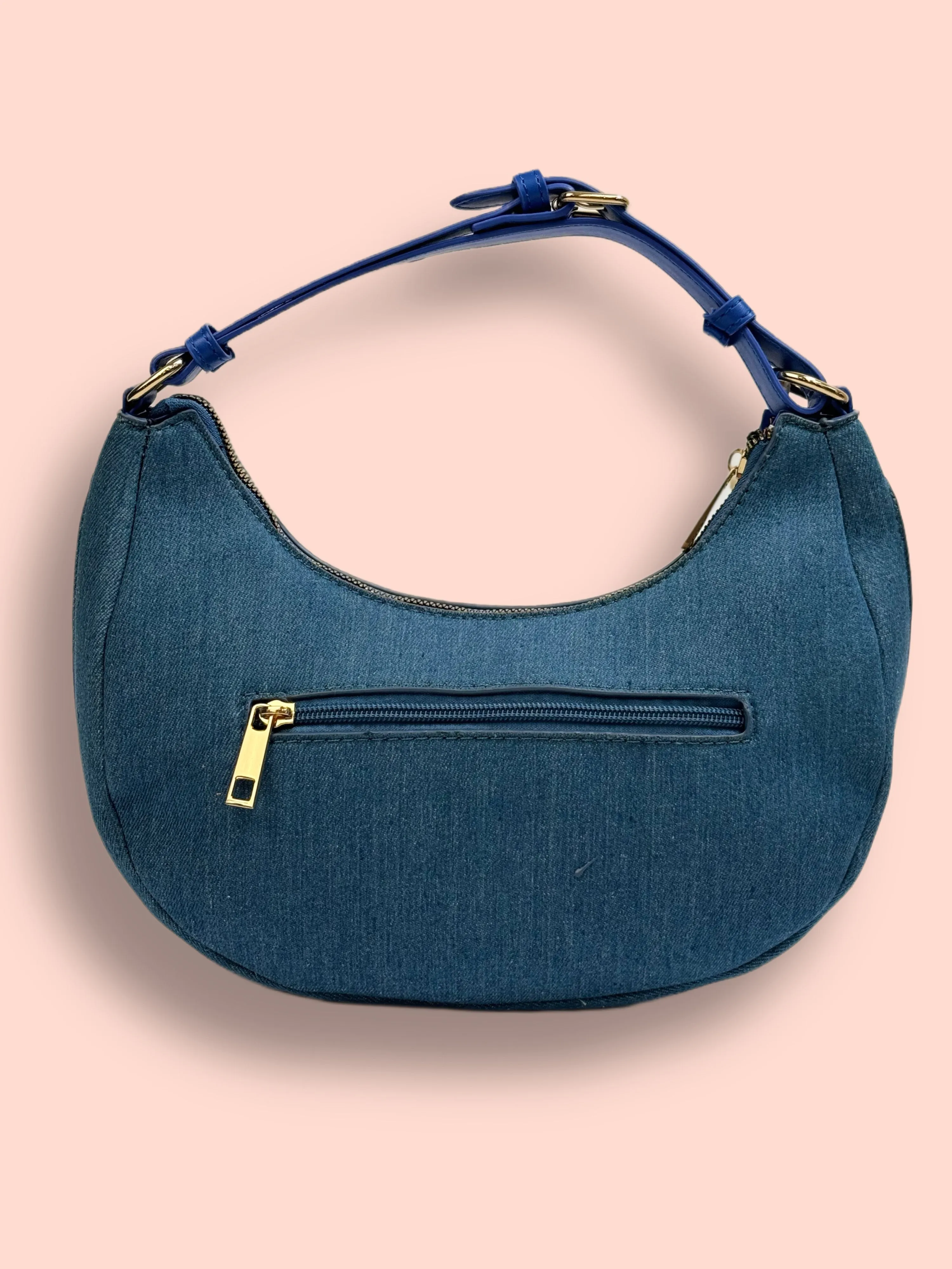 Borsa a spalla in denim con borchie