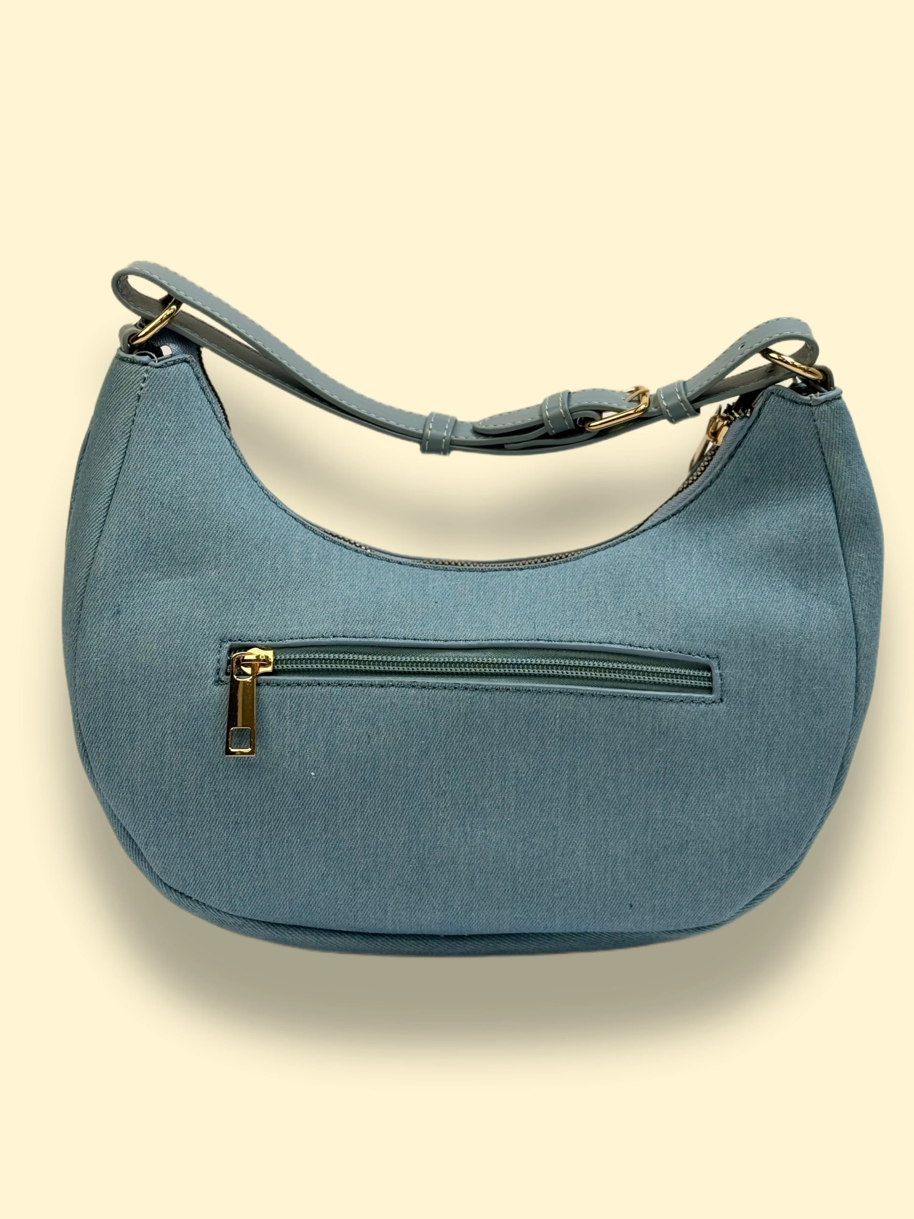 Borsa a spalla in denim con borchie