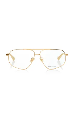 Bottega Veneta Aviator-Frame Metal Glasses