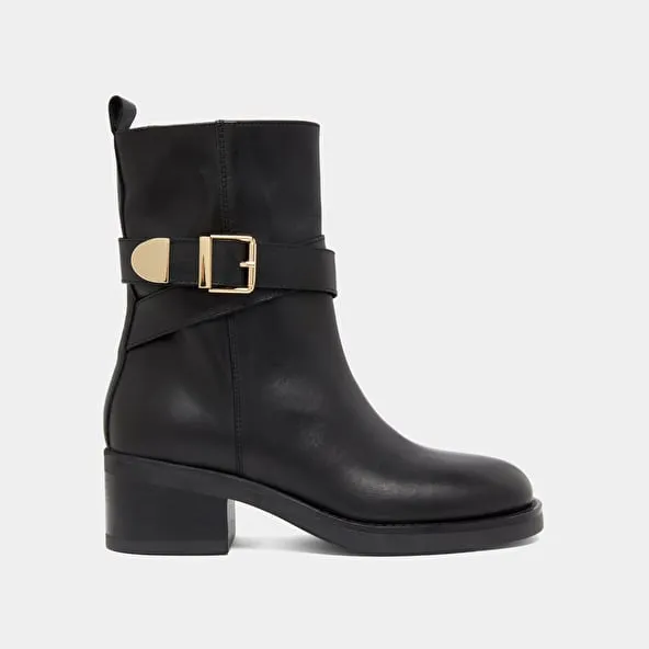 Buckle ankle boots in black leather