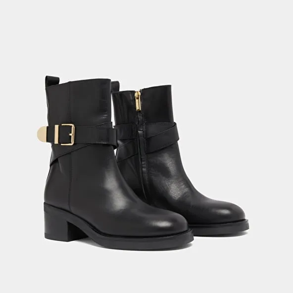 Buckle ankle boots in black leather