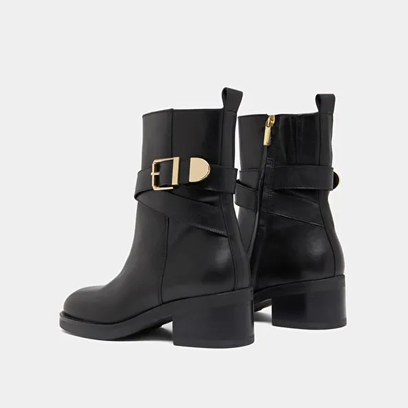 Buckle ankle boots in black leather