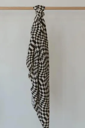 B&W Wavy Checker Muslin Swaddle