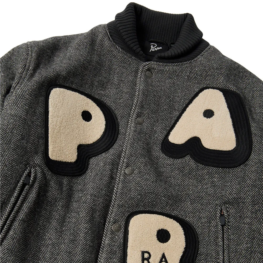 BY PARRA ROUNDED PAR VARSITY JACKET // DARK GREY