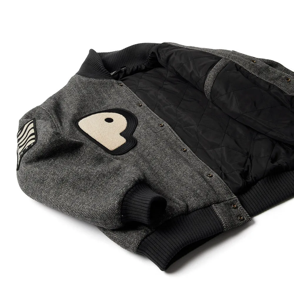 BY PARRA ROUNDED PAR VARSITY JACKET // DARK GREY