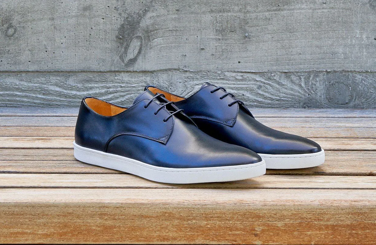 Calfskin Lace-Up Sneaker Navy