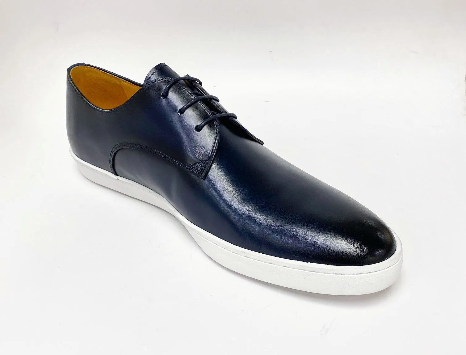 Calfskin Lace-Up Sneaker Navy