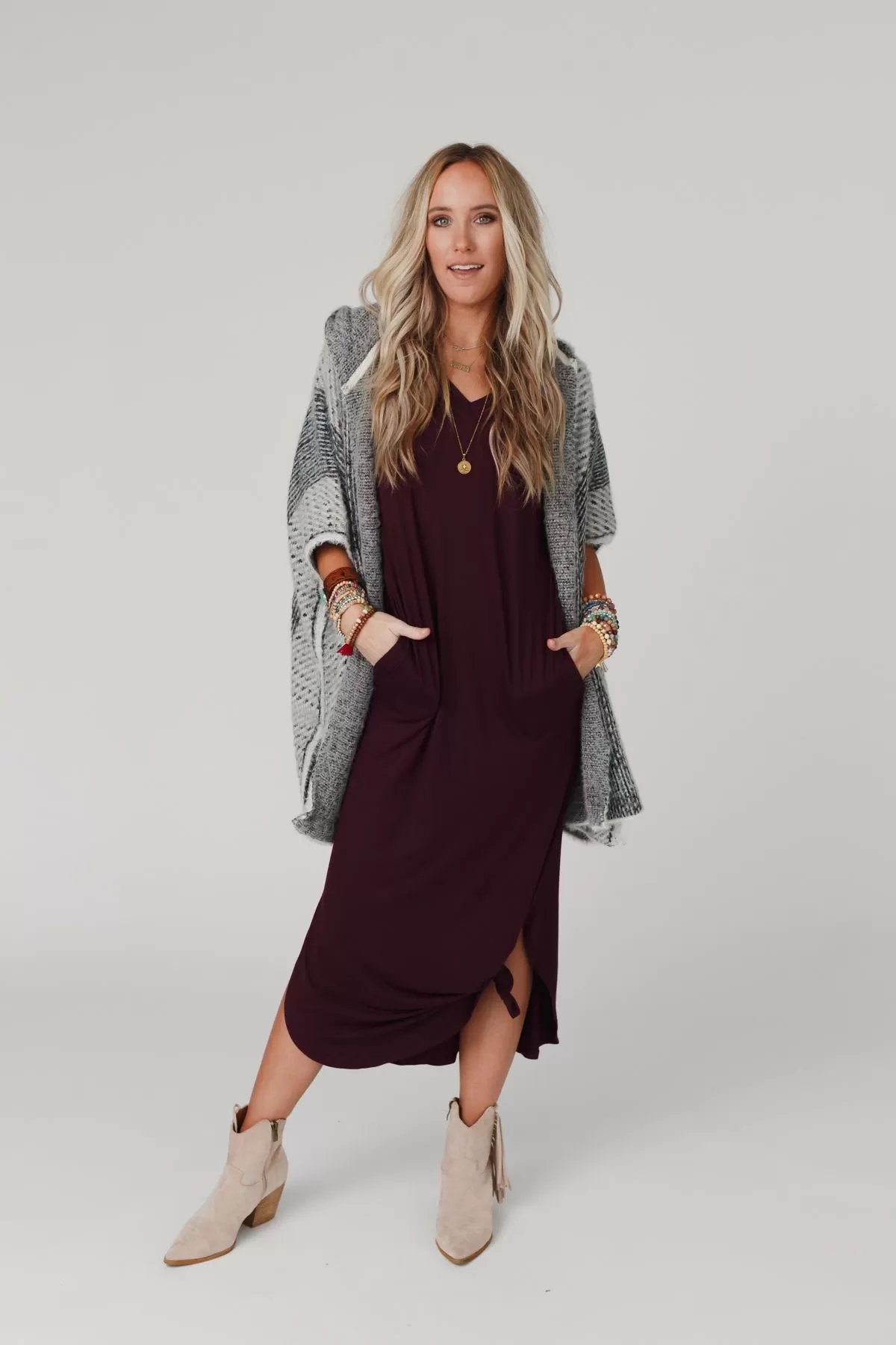 Call It Comfort Tee Dress - Plum