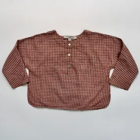 Caramel Brown Geometric Collarless Shirt: 18 Months