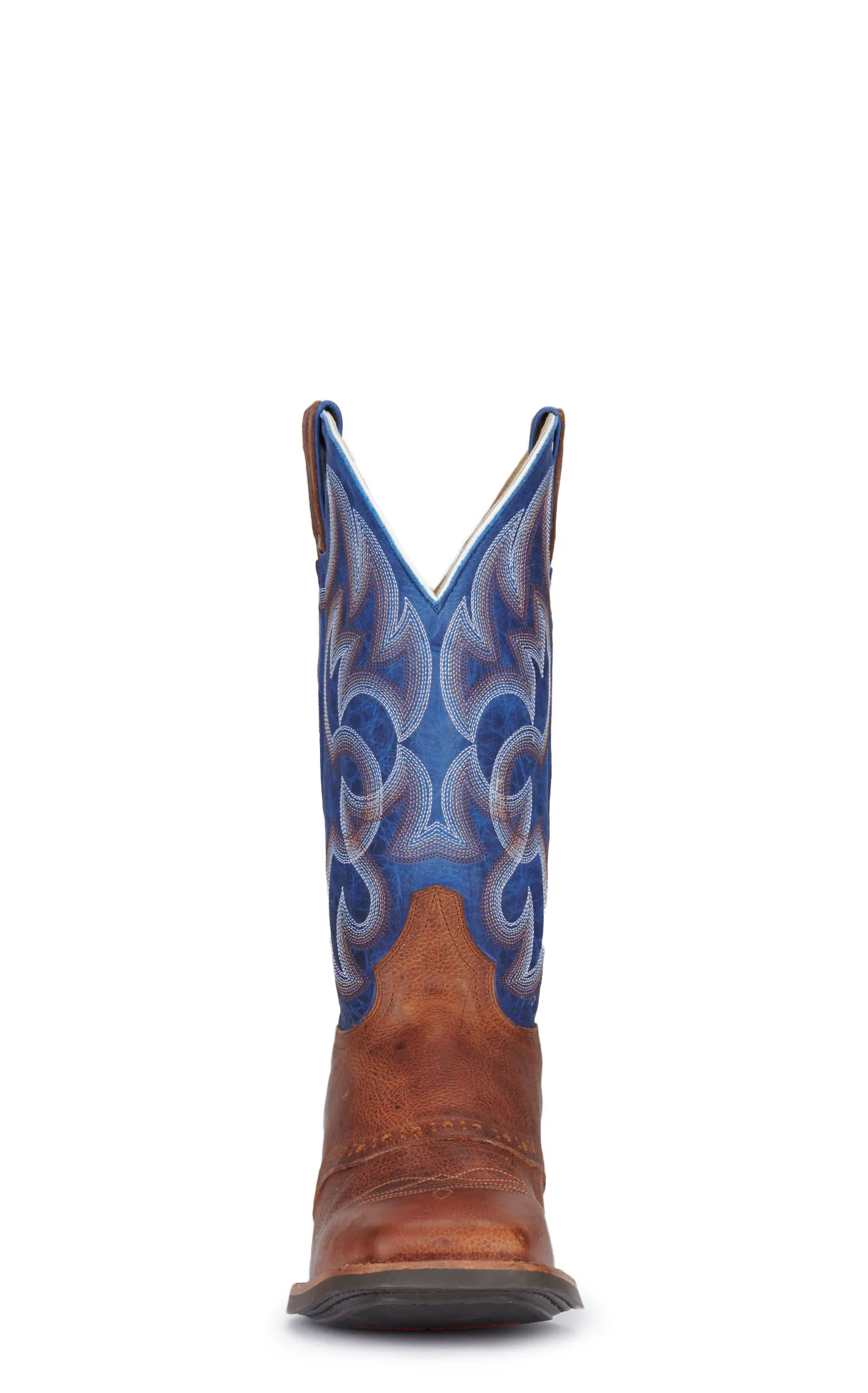 Cavender's Men's Intrepid Cognac and Blue Wide Square Toe Cowboy Boots