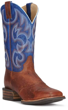 Cavender's Men's Intrepid Cognac and Blue Wide Square Toe Cowboy Boots