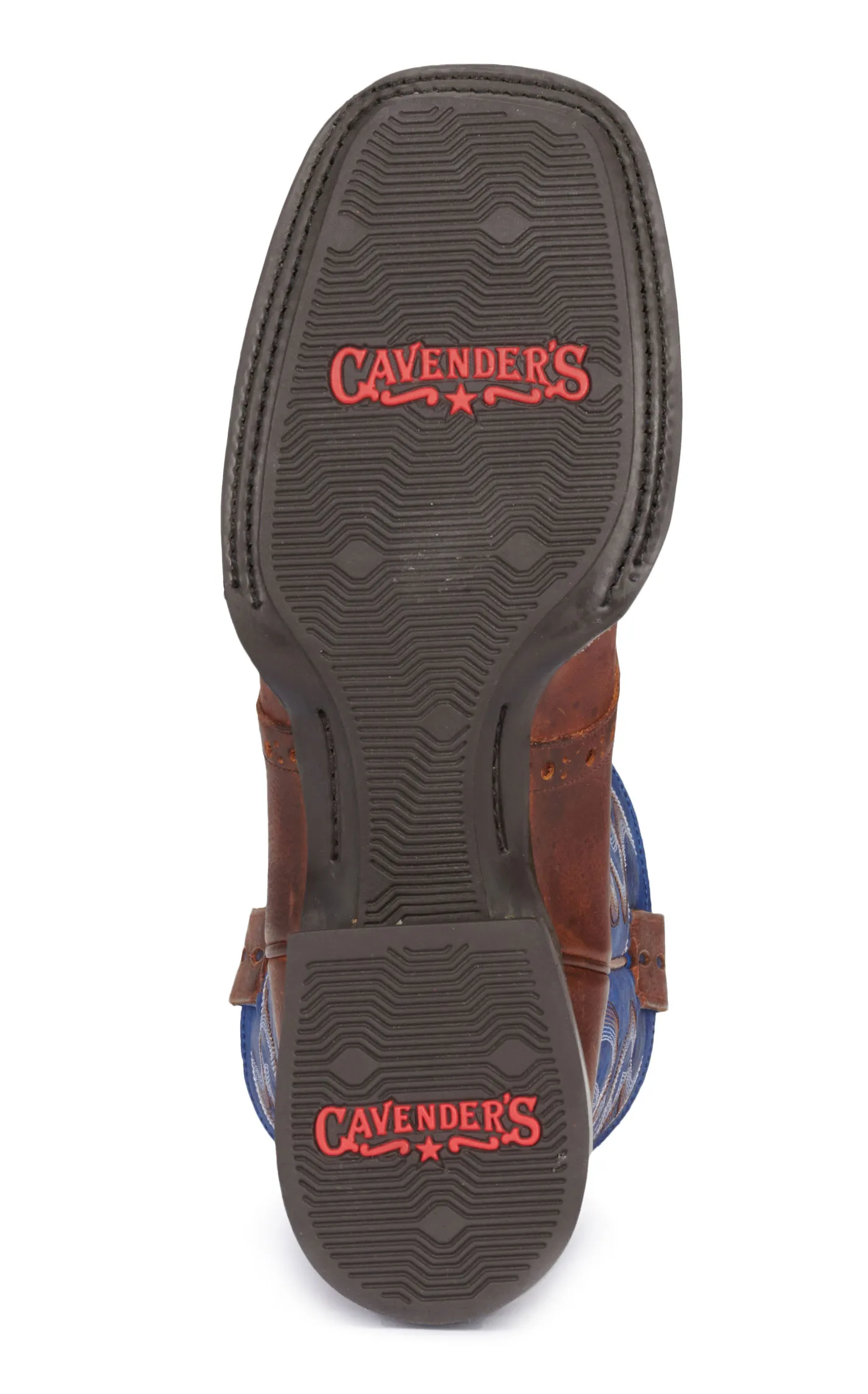 Cavender's Men's Intrepid Cognac and Blue Wide Square Toe Cowboy Boots