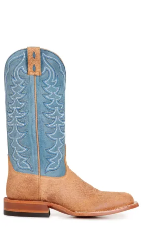 Cavender's Men's Sand Boar and Blue Wide Square Toe Cowboy Boots