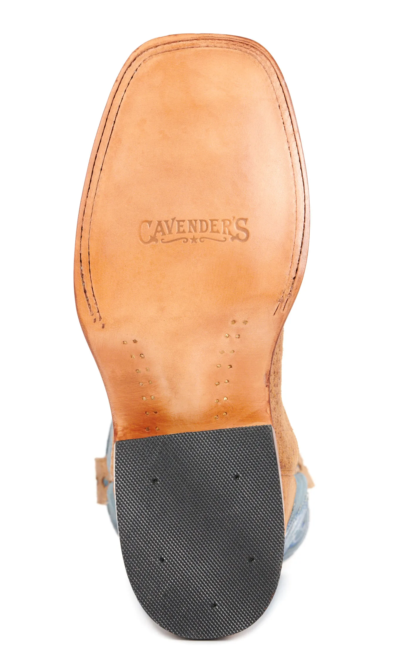 Cavender's Men's Sand Boar and Blue Wide Square Toe Cowboy Boots