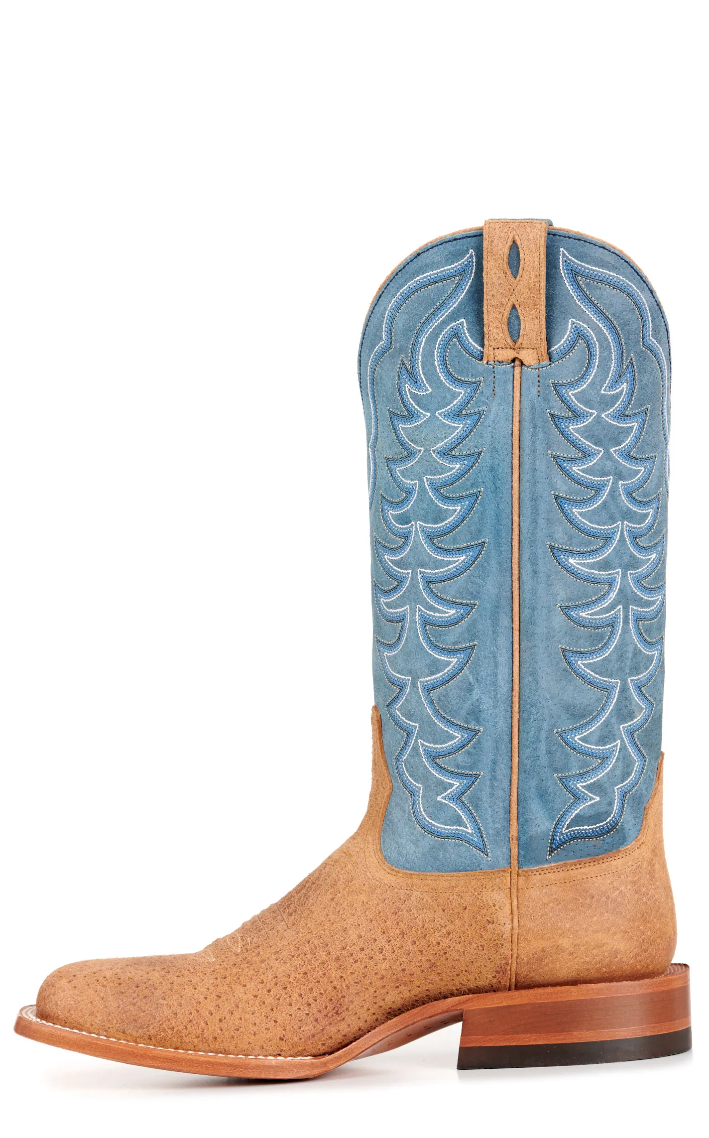 Cavender's Men's Sand Boar and Blue Wide Square Toe Cowboy Boots