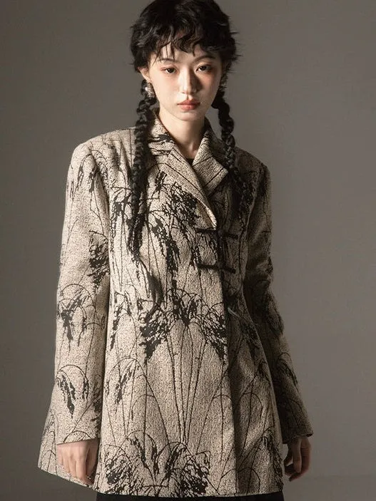 Chinese Style Jacquard A-Line Jacket