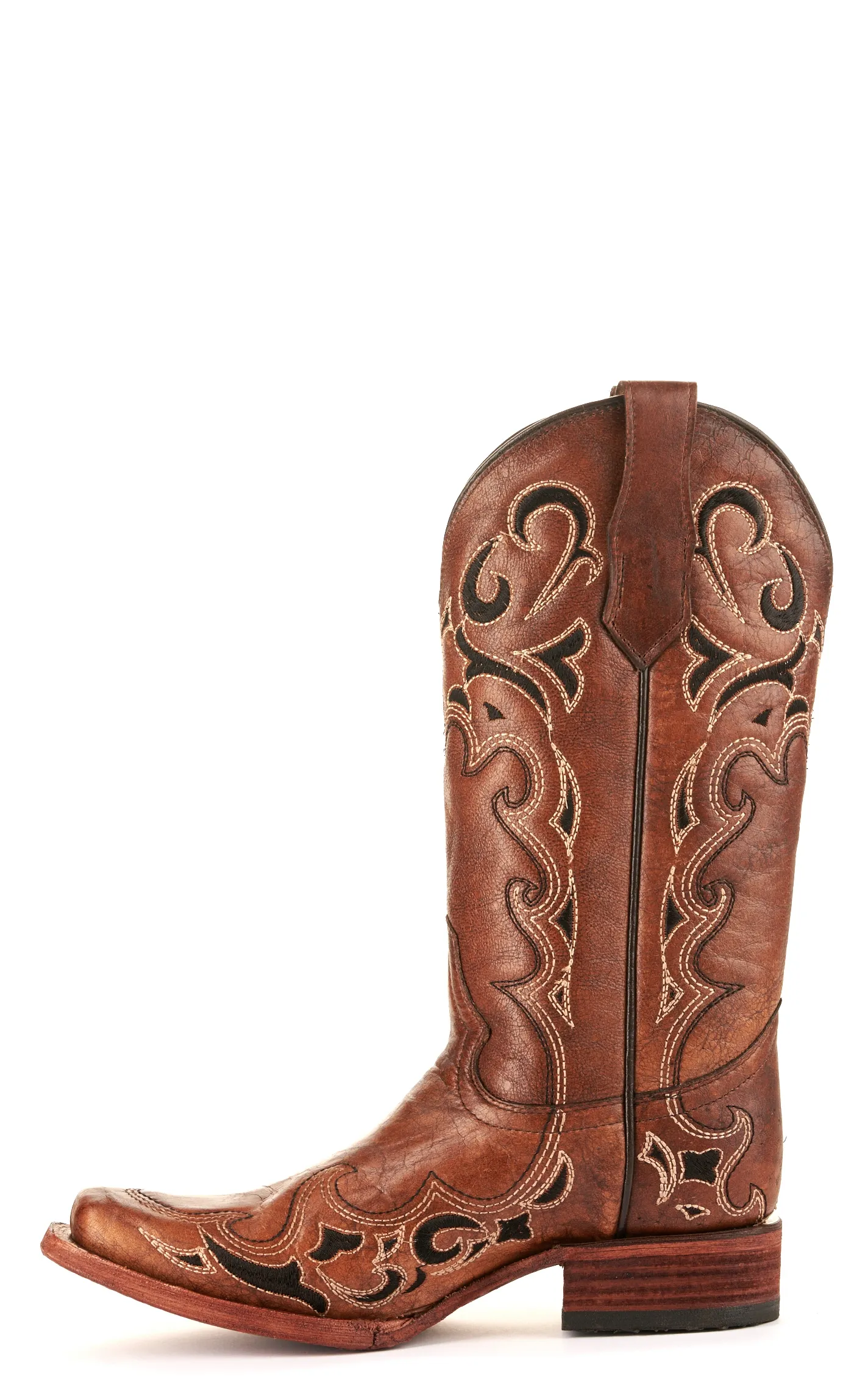 Circle G by Corral Women's Brown with Black Embroidery Square Toe Cowboy Boots