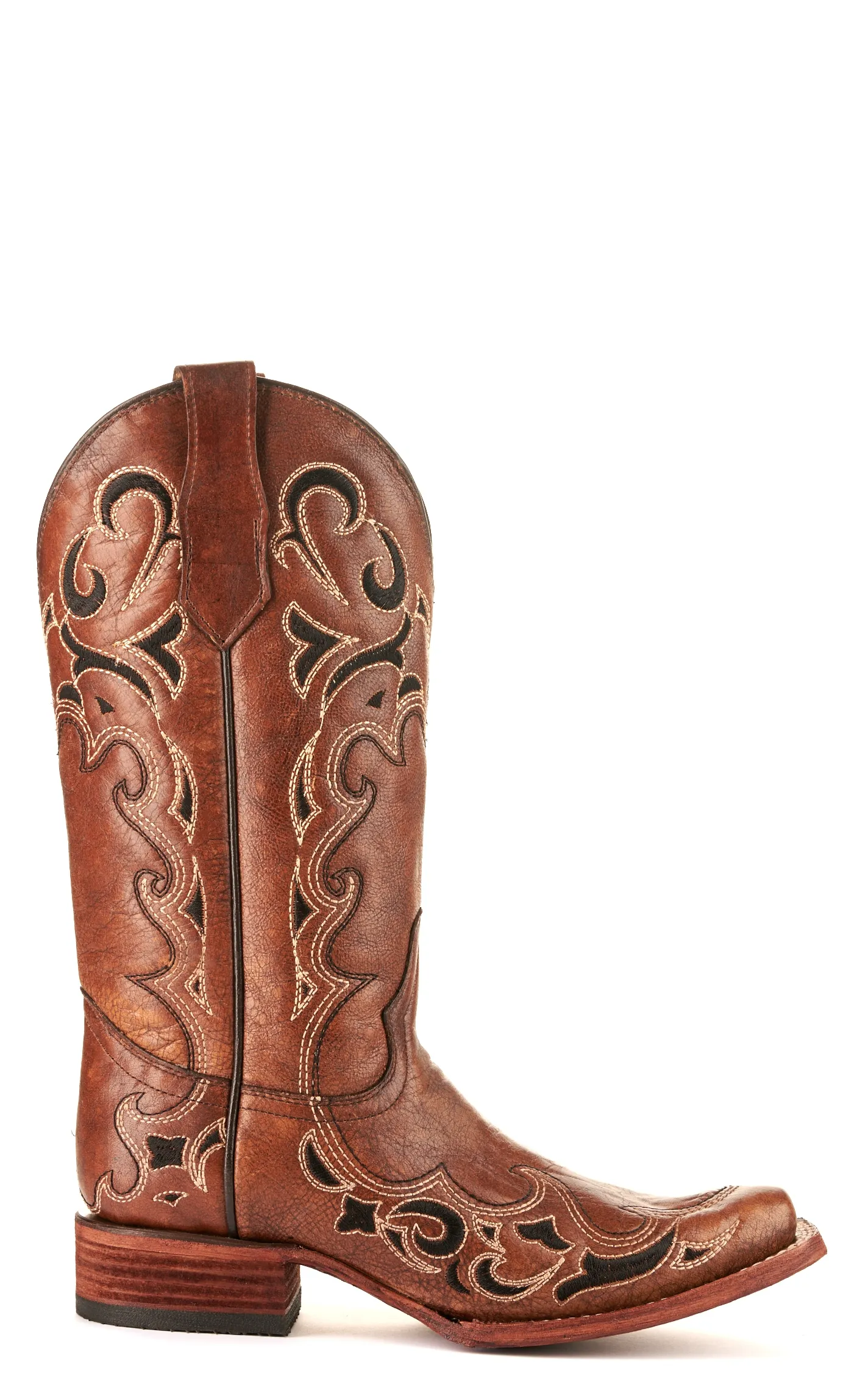 Circle G by Corral Women's Brown with Black Embroidery Square Toe Cowboy Boots