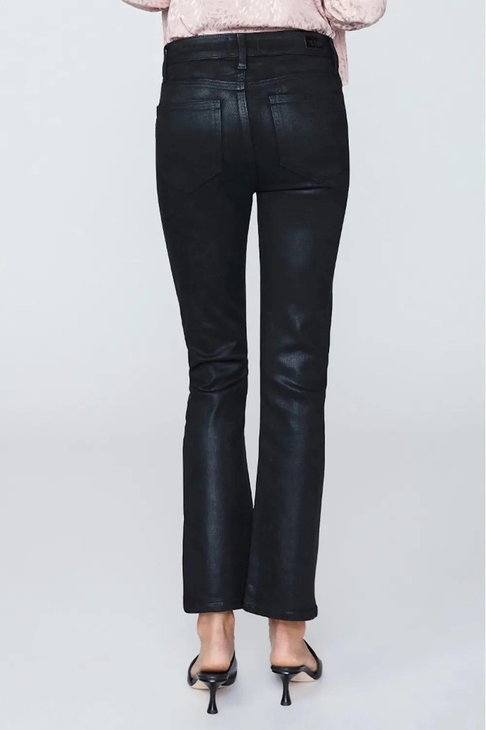 Claudine High Rise Ankle Flare Jeans in Black Fog Luxe Coating