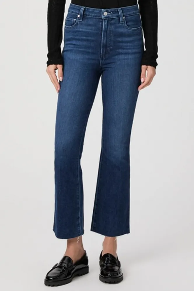 Claudine Raw Hem High Rise Ankle Flare Jeans in Sailaway