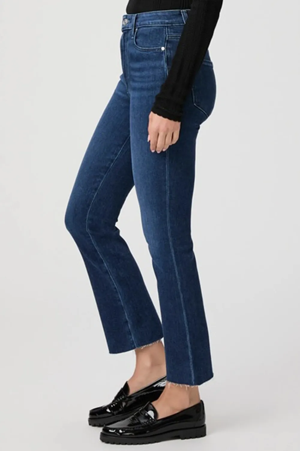 Claudine Raw Hem High Rise Ankle Flare Jeans in Sailaway