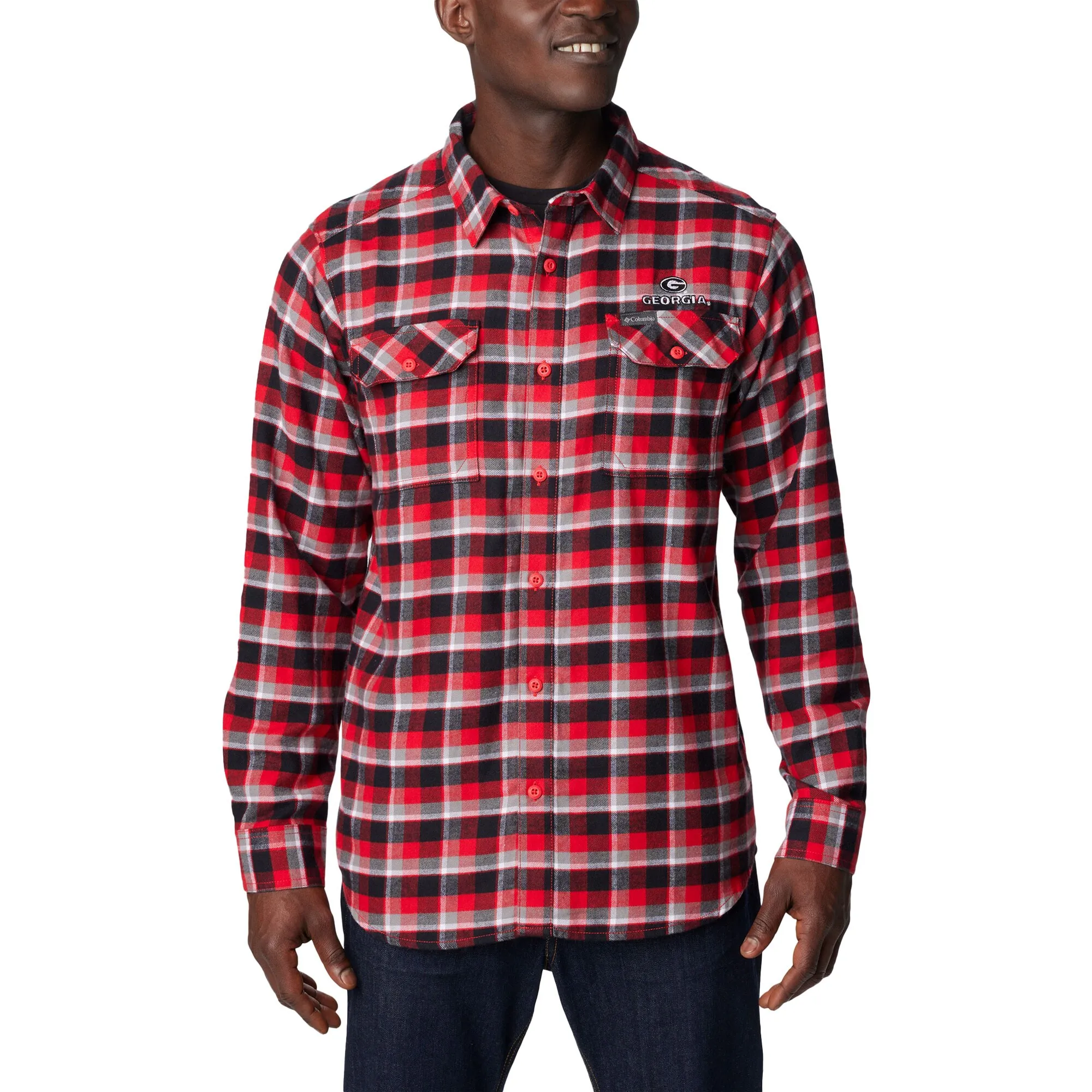 Columbia  Red Georgia Bulldogs Flare Gun Flannel Long Sleeve Shirt