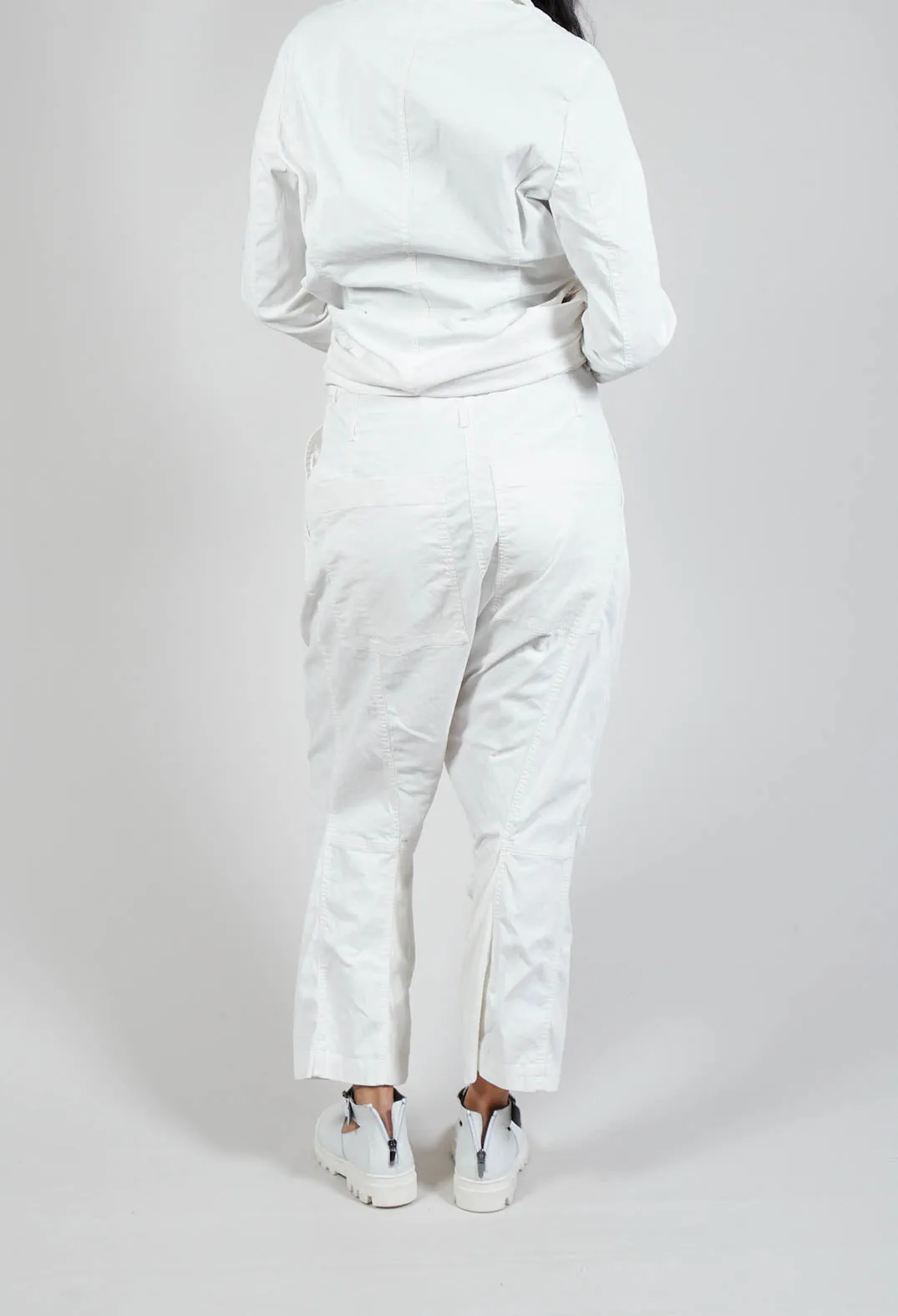 Cotton Drop-Crotch Trousers in Starwhite