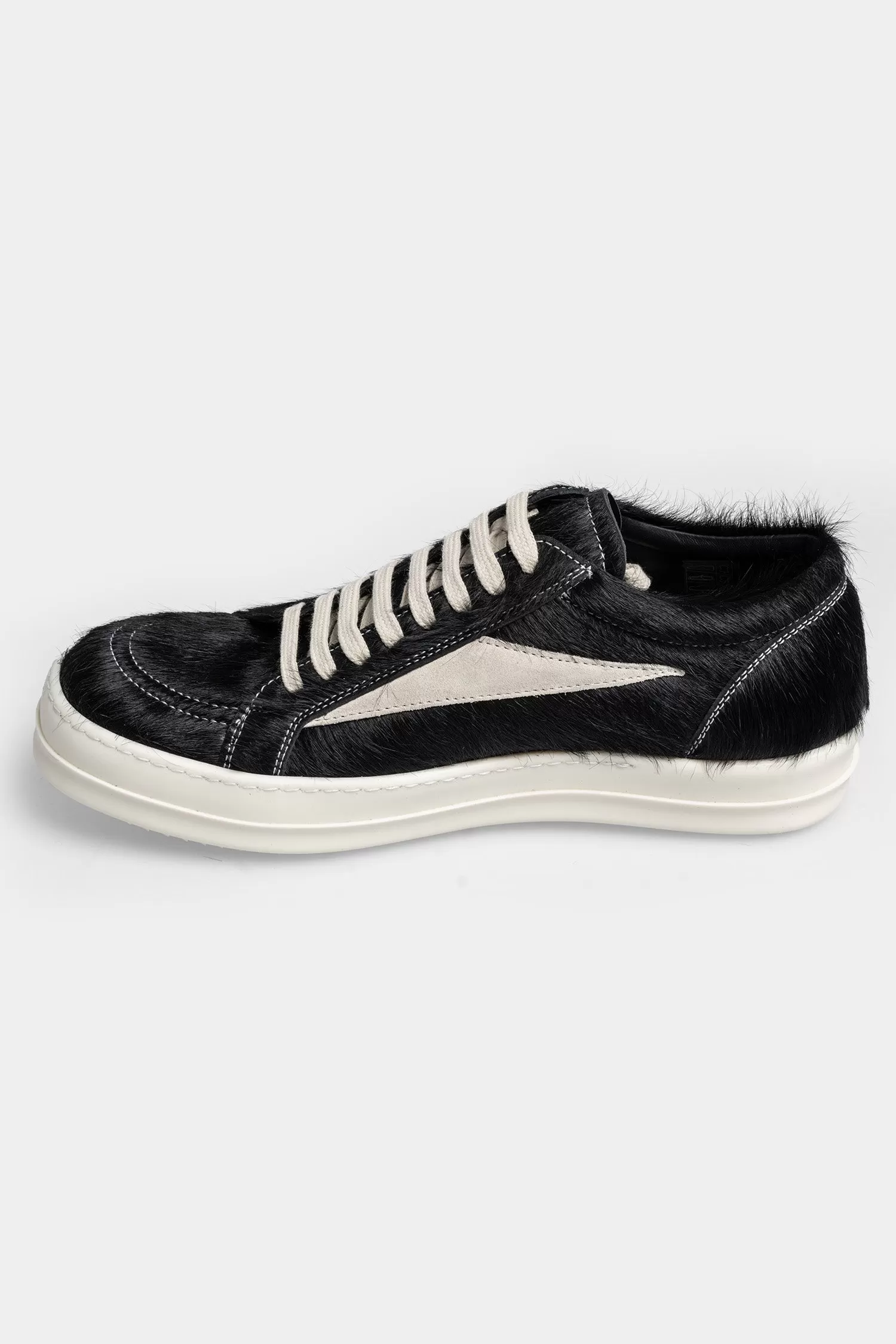 Cow Fur Vintage Sneakers, Black / Milk