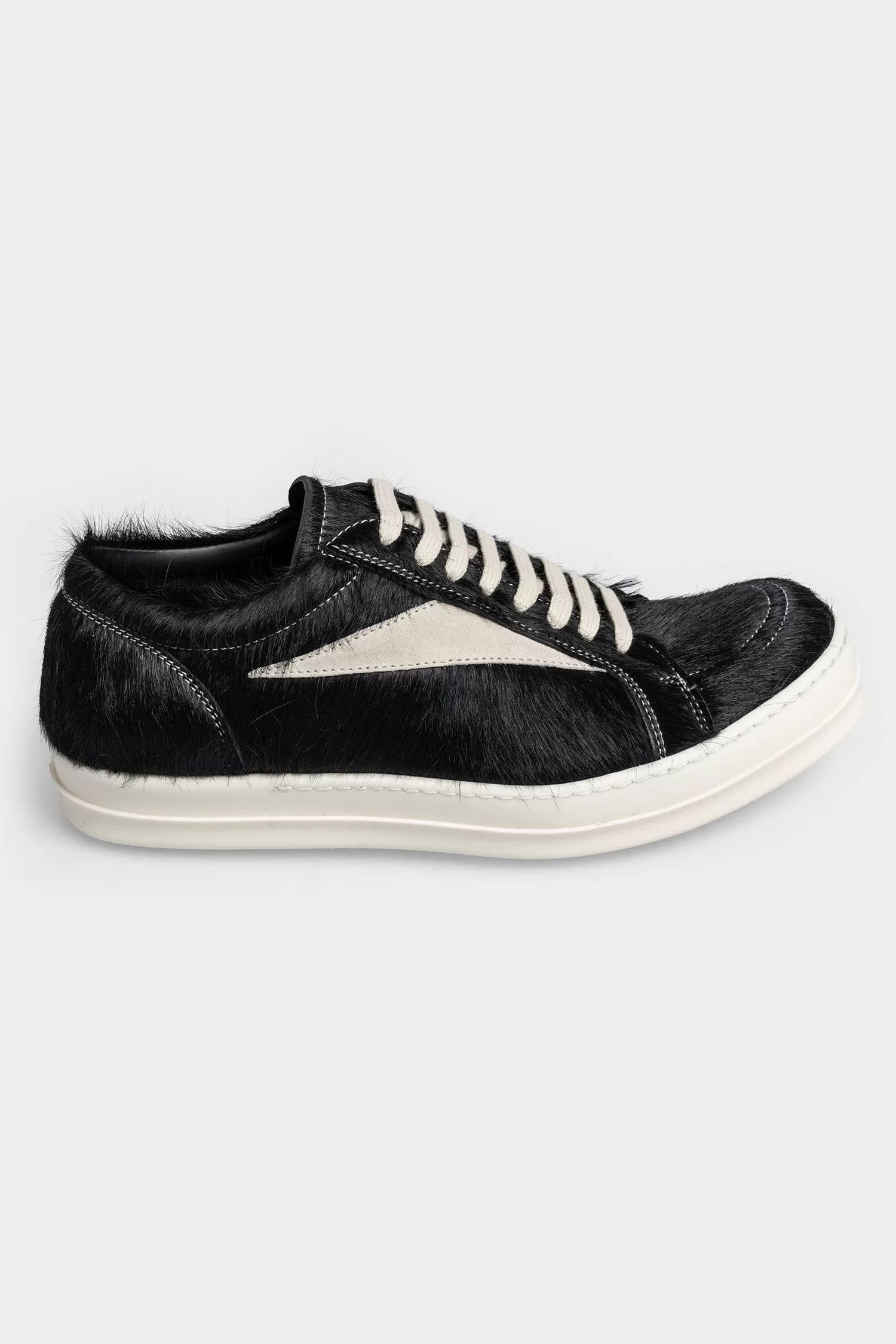 Cow Fur Vintage Sneakers, Black / Milk