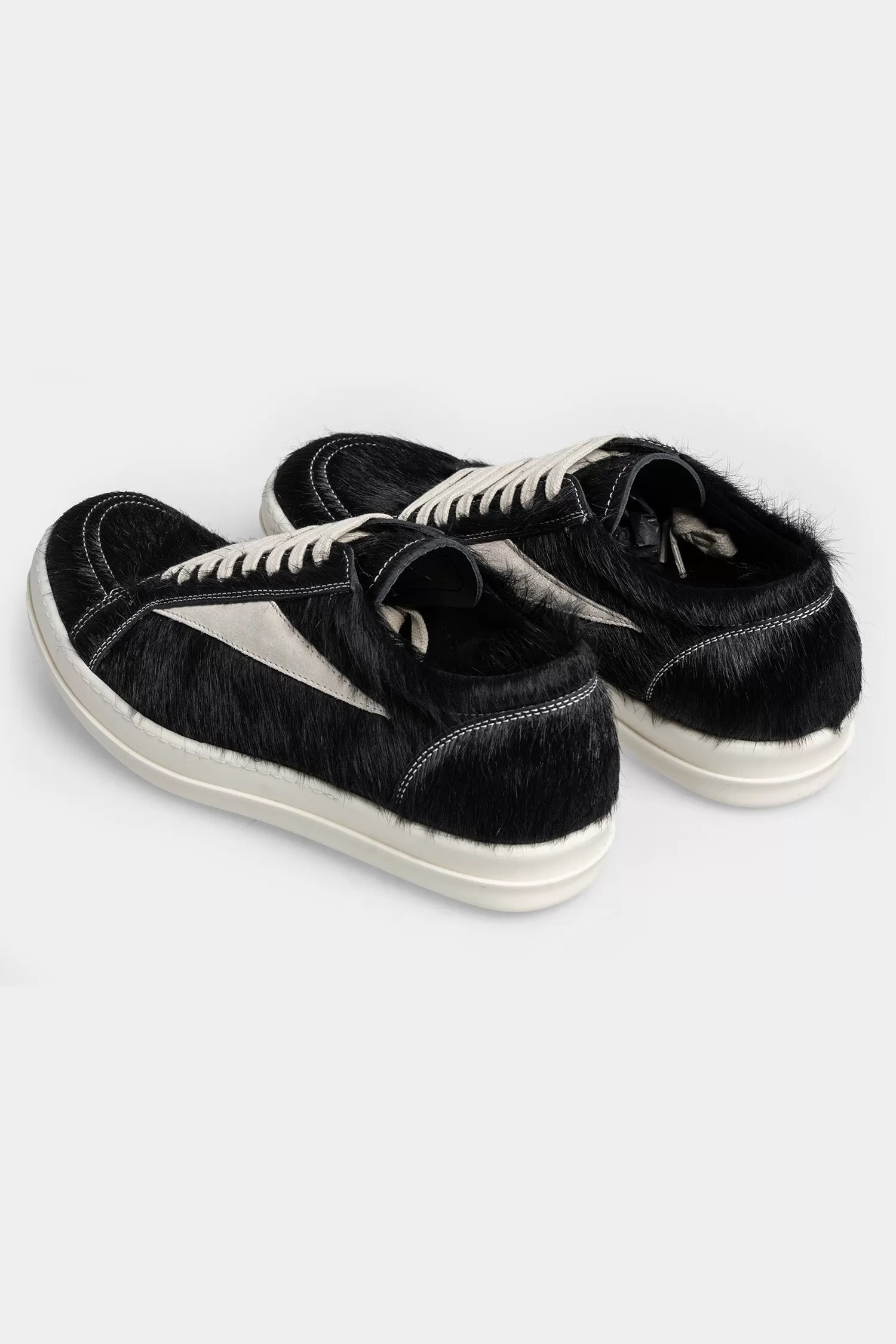 Cow Fur Vintage Sneakers, Black / Milk